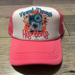 Pink Trucker Hat with Camera Design